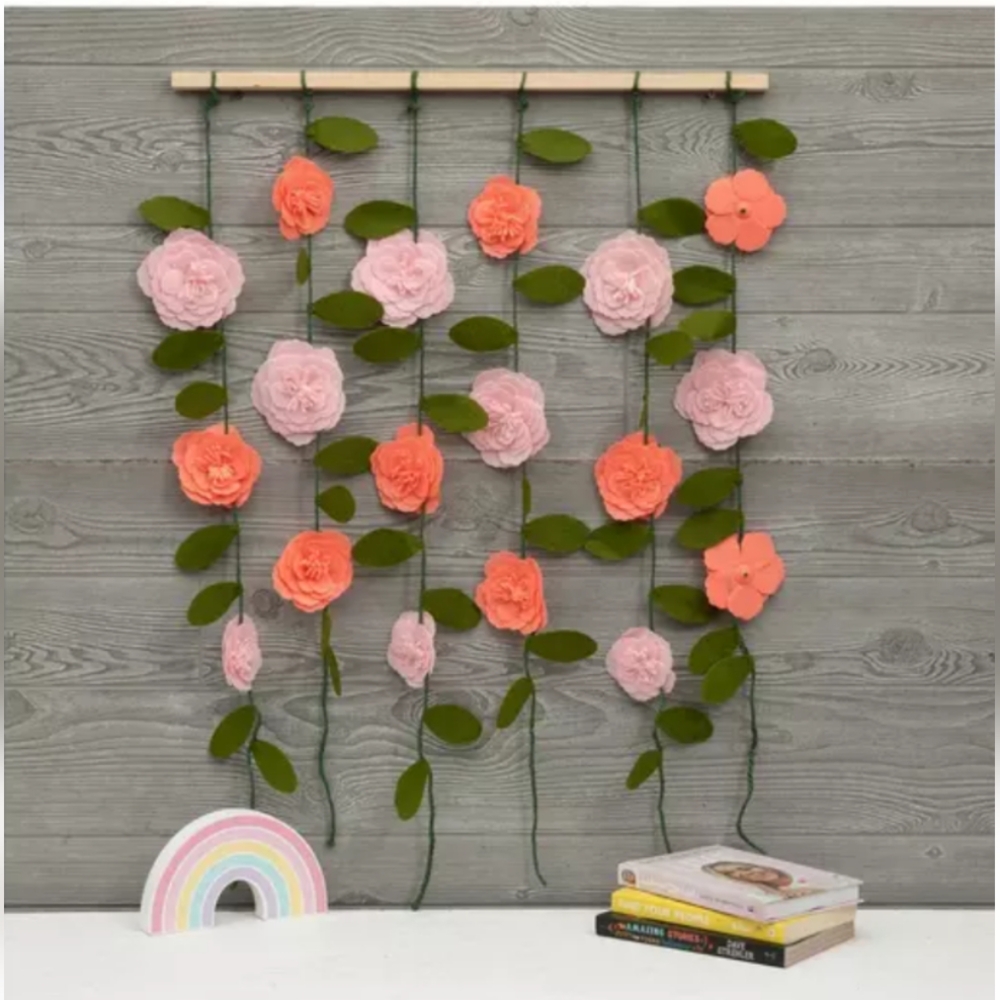 Hobby Lobby Pink and Orange Floral Wall Hanging